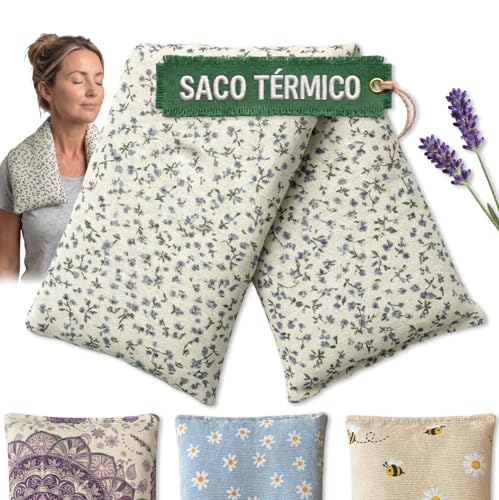 Saco Semillas Microondas Termico 45x14cm Aroma Lavanda - Bolsa Semillas Calor Microondas - Cojin para Dolor Cervical y Lumbar - Saquito Menstrual - Almohadilla Calor y Frio - Hecho a Mano (Flores)