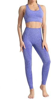 WodoWei Women 2 Piece Outfits Sports Bra Seamless Leggings Yoga Set Long Pants Gym Clothing