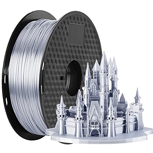 Silk Silver PLA Filament 1.75mm, MCHYI Silk Shiny 3D Printer Filament, 1kg 1 Spool