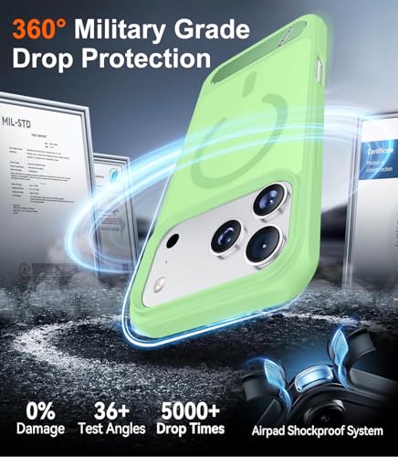Image of Designed for iPhone 17 Pro Max Case, [Built-in Invisible Kickstand][Compatible with MagSafe][Military Grade Shockproof] Slim Translucent Matte Phone Case 6.9 inch (Light Green)