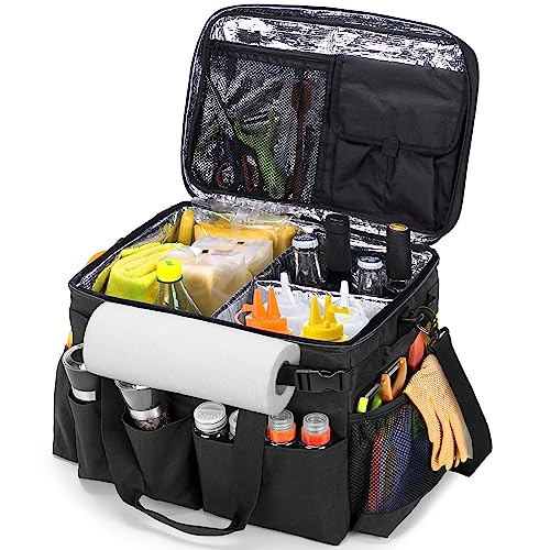 Bolso organizador grande para parrilla con tapa y porta papel miniatura 1