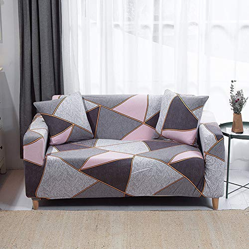 Funda de sofá de 3 plazas con diseño geométrico gris con poliéster altamente elástico en forma de L, funda universal para sofá cama de esquina para sala de estar