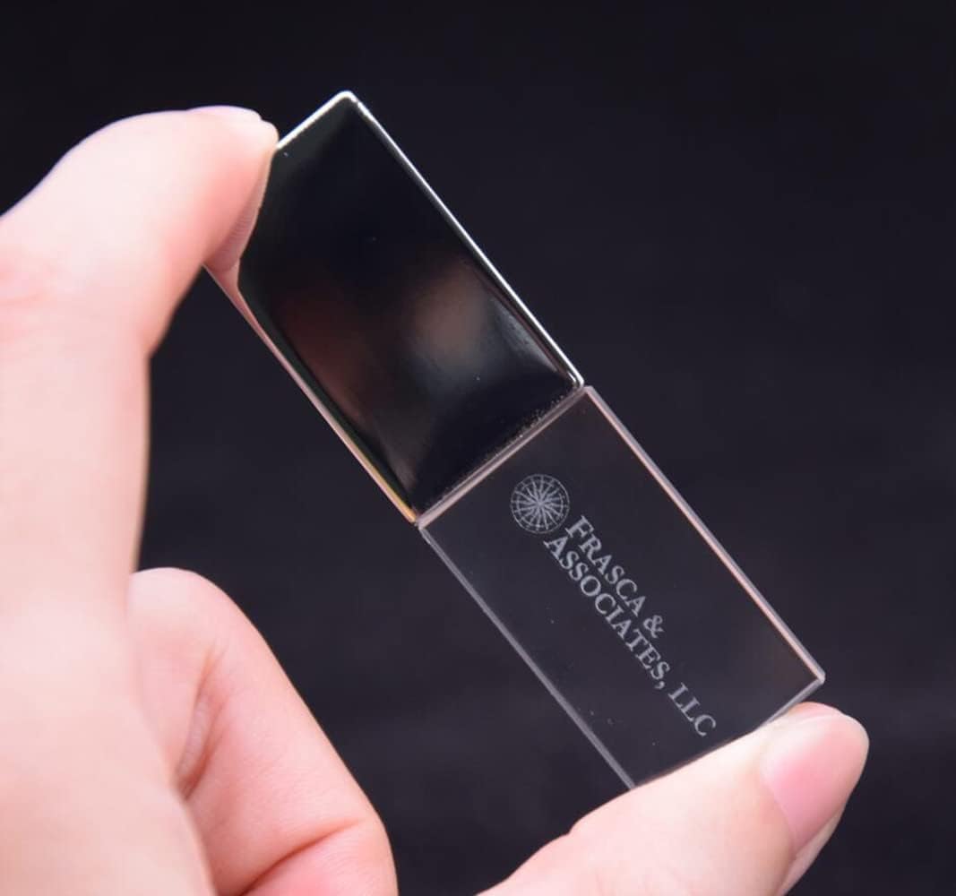 16GB Custom USB Flash Drive,LED Light Acrylic USB 2.0 Flash Drives,Portable Memory Stick Key Elegant Gift Wedding Day Gift USB Drive Pendrive Box Packing (16GB)