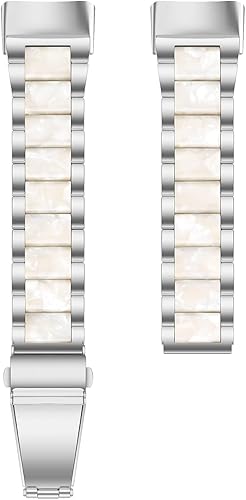 Miniatura 3 de Correa de reloj de resina de acero inoxidable compatible con Fitbit Charge 5, correa de metal de repuesto para mujeres y hombres