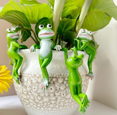 Generisch 4 Stück Garten deko Frösche,Frosch blumentopf...