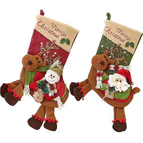 Santa Claus, Snowman Xmas Stockings