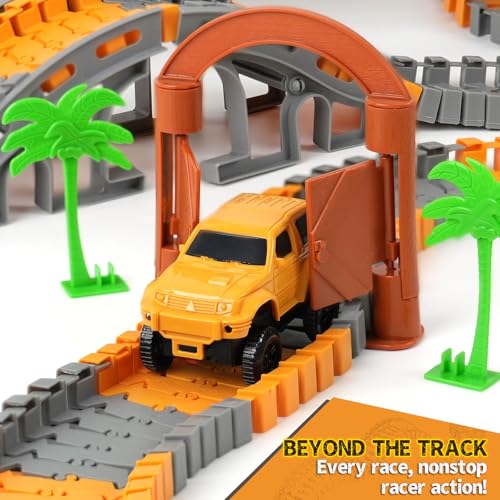 Image of Construction Race Cars Accessories for Kids - 2-Pack Engineering Electric Toy Cars, Birthday Gifts for 3 4 5 6 7 Year Old Boys, Compatible with Construction Race Car Track Set