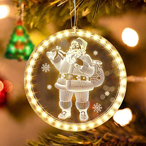 23GUANYI Lumière de Fenêtre Décorative de Noël, Lumières D'arbre de Noël à piles 3D Suspendues, Guirlandes Lumineuses de Toile de Fond pour Fenêtres Intérieures Extérieures (22 cm/36 Leds) Cover