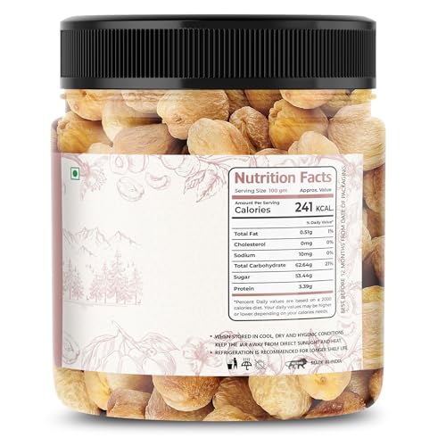 Image of LILA DRY FRUITS Dried Premium Afghani Apricots 250 grams Jar Pack | Vegan, Sun Dried Apricots | Gluten Free & Sodium Free | Add in your Healthy Recipes | Dry Fruit Perfect for Gifting