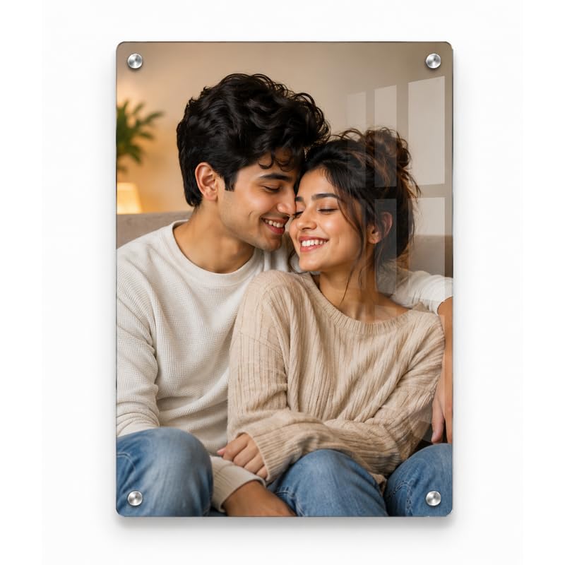 Image of Giftplease Customized Acrylic Photo Frame 36x24 Inch | Personalized Wall Photo Print | 5mm Premium Clear Acrylic | Wedding, Anniversary, Couple & Family Picture Frame for Home Living Room Wall Decor