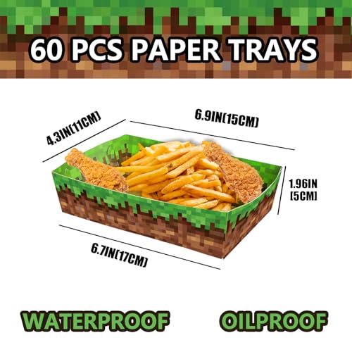 Image of 60 Pcs Video Gaming Theme Paper Food Trays Boats Disposable, Nacho Snack Taco Food Trays for Video Game Birthday Party Decorations Supplies Favors (60)