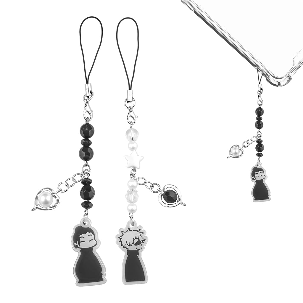 2Pcs Phone Charms for Girls Boys of Anime Jujutsu Kaisen Goj Satoru & Suguru Geto, Cute Charmes Fashion Mobile Charms Phone Accessories for Girls, Aesthetic Charms Phone & Bag Decoration-image-1