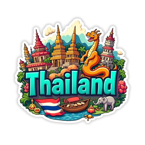 Image of Naxon Thailand Country Theme Souvenir Wooden Refrigerator Stylish Fridge Magnet - Fridge Decoration Magnet for Kitchen & Home Decor | Perfect Souvenir Gift | Size 3x3 Inches | Pack of 1