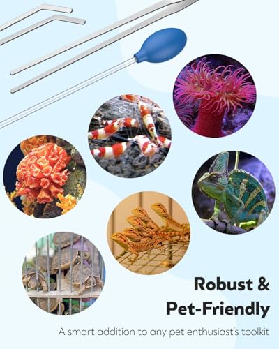 Image of Pawfly Aquarium Coral Feeder Kit, 13.7 inch & 15.7 inch Long Tube with 11 inch Long Tweezers, Coral Food Feeders for Reef Marine Fish Shrimp, Long Acrylic Syringes with Stainless Steel Aquarium Tweezers