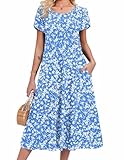 HOTOUCH Women's Casual Dresses Short Sleeve Cotton Dresses Floral Dress for Womens Spring Dress Boho...