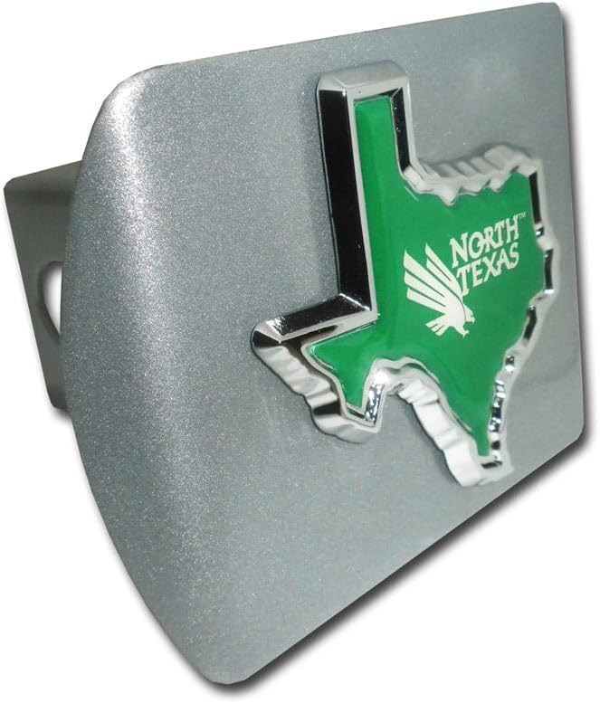 Elektroplate University of North Texas (TX Shape with Color) Brushed Chrome Hitch Cover