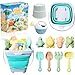 Eimer günstig Kaufen-BUERPINKING Sandspielzeug Strandspielzeug Kinder,11 PCS Sandkasten Spielzeug Kinder mit Faltbarer Eimer, Schaufel, Sandharke, Sandförmchen, Gartenspielzeug ab 2 3 4 5 6 Jahre Mädchen Junge
