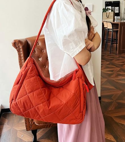 Large Women Quilted Tote Bag Puffer Hobo Handbag Lightweight Padding Shoulder Bag Nylon Padded Crossbody Purse 20254