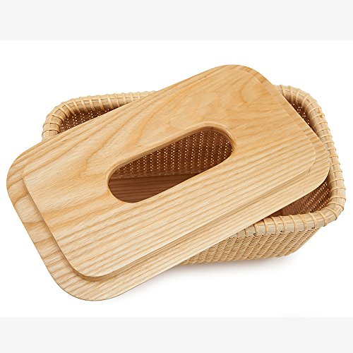 Teng Tian Rattan Tissue Holders Modern Square Paper Facial Tissue Box Extraction Paper Rectangular Holder For Storage On Bathroom Vanity Countertop Bedroom Dresser Night Stand Desk Living (H4) #TOP4