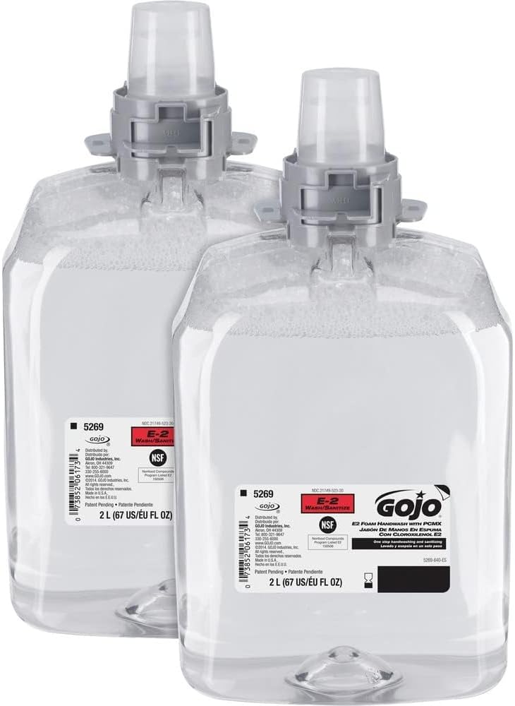 GOJO Industries E2 Foam Handwash with Pcmx F/fmx-20 Dispensers, 2000 Ml Refill, 2/Carton