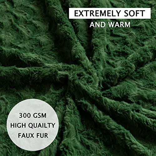 Ht&Pj Throw Blanket Super Soft Fluffy Faux Fur Blankets Premium Sherpa Backing Warm Decorative For Bed, Sofa, Couch - Green, 50X60In #TOP2