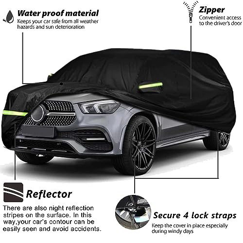 Image of Car Cover Compatible with 2006-2025 Mercedes Benz ML /GLE Class 230 250 280 300 320 350,6-Layers 210T Windproof All Weather Waterproof UV Sun Protection Snow Dust Storm Resistant with Straps Outdoor Co