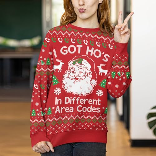 I Got Hos In Different Area Codes Christmas Sweatshirt - Image 6