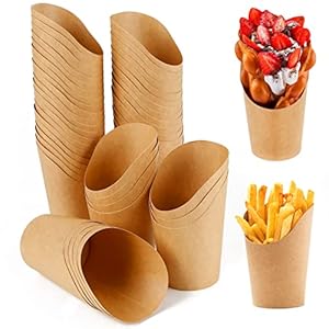 Bubble Waffle Bags, Stars, 50 Pieces, 14 oz Snack Containers, Chips Bags, Paper Popcorn Bags, Bubble Waffle Iron Cups for Take Party, Frozen Dessert, Baking Cakes
