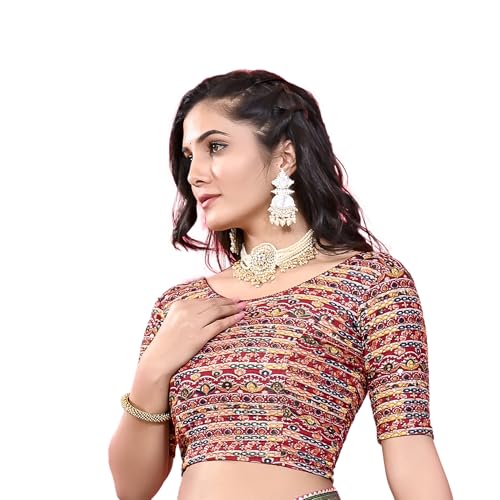 Image of Colorful Street Cotton Stretchable Round Neck Printed Blouse