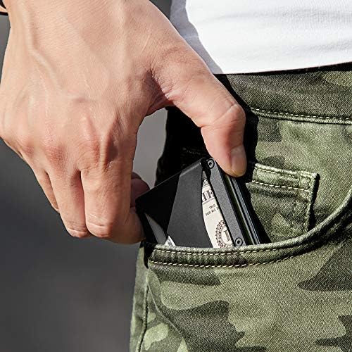 Vista 8 de Tovip Cartera minimalista de fibra de carbono con bloqueo RFID, tarjetero para tarjetas de crédito, para hombres, mujeres, hombres y mujeres, 1 ud