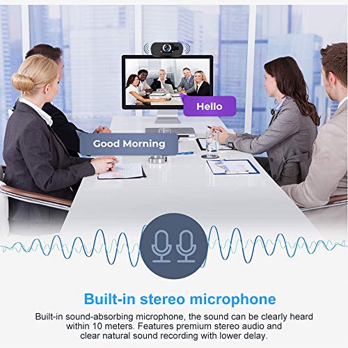 Webcam Full HD 1080p com microfone，Webcam Angulo Amplo USB para Laptops e Desktop