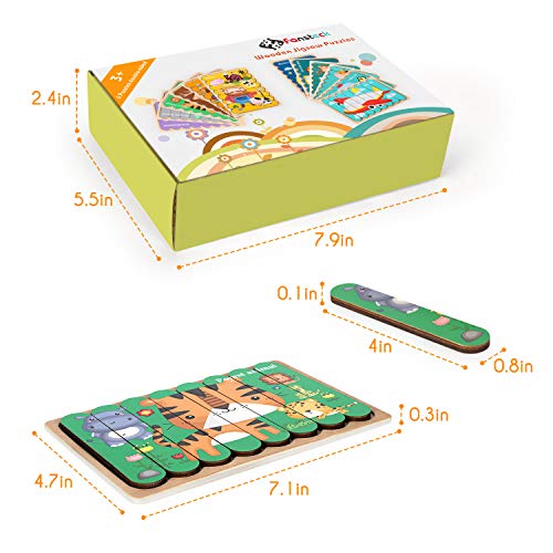 Fansteck Wooden Jigsaw Puzzles Sorting and Stacking Toys Peg Puzzles Animals & Transportation Montessori Preschool Educational Learning Toys Set for 3 4 5 Years Old (6 Boards & 48 Pieces)
