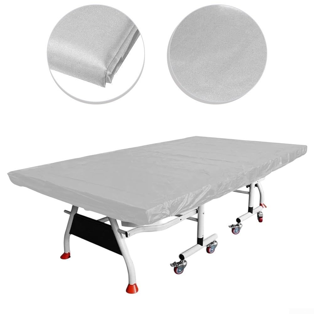 Copertura protettiva per tavolo da ping pong in tessuto Oxford, antipolvere, impermeabile, per tavolo da ping pong, per interni ed esterni, argento, 280 x 150 cm