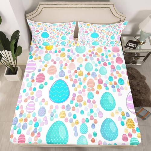 TACOKI Sabanas Bajeras 90x190 Infantil Pascua de Resurrección Sábanas Bajeras Casa Rural en El Campo Ajustable Suave y Cómoda Sabana Bolsillo Profundo 30 cm para Grueso Colchón, Sabanas Cama 90 d2164