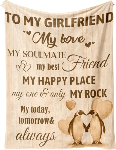 Ueedklaayy Girlfriend Valentines Day Gift,to My Girlfriend Gifts Blanket,Happy Anniversary,Christmas,Birthday Gifts for Women,Romantic Long Distance Relationship Gifts for Her-Throw Blanket 50'x60'