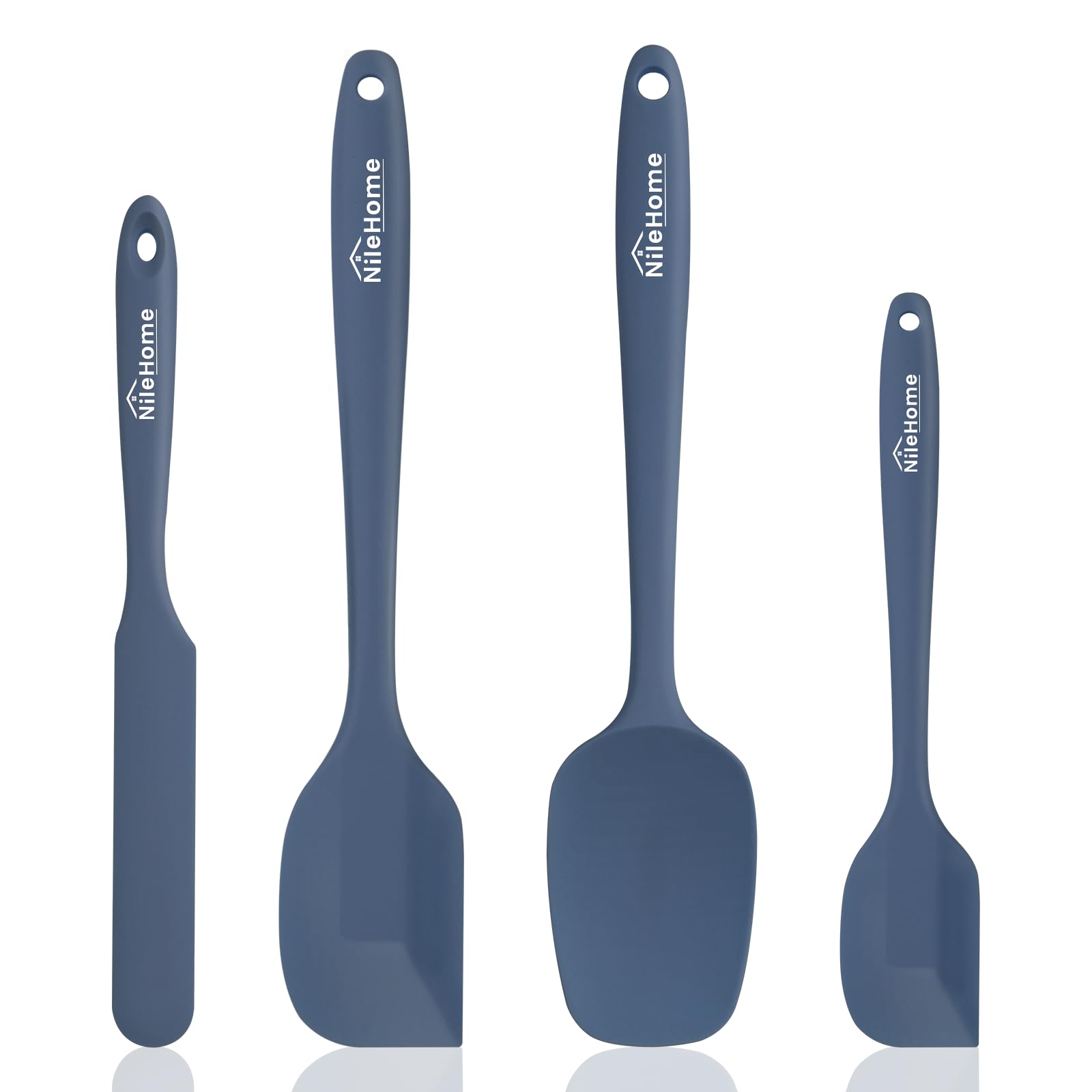 NileHomeSilicone Spatula Set, Rubber Spatula High Heat-Resistant Premium BPA-Free One Piece Seamless Design Cooking Spatulas Utensils Set For Kitchen 4pack(Haze blue)