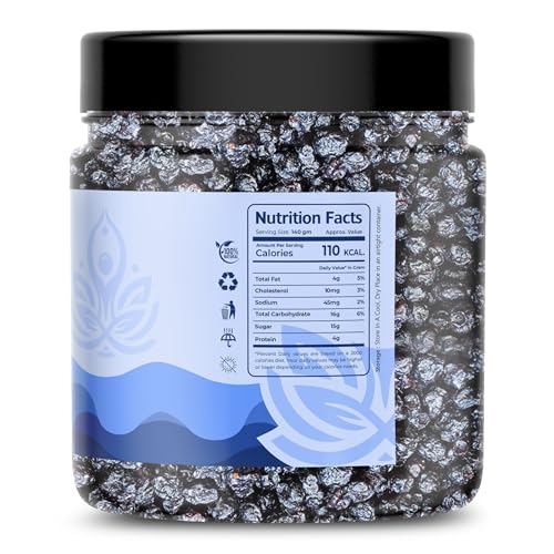 Image of Auravita Premium Dried Blueberry Plum 250gm | Whole & Naturally Sweet | Ideal for Baking, Toppings & Snacking Jar Pack Of 1
