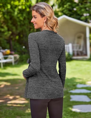 Image of Ekouaer Maternity Shirts Ribbed Long Sleeve Pregnancy Sweater Tops Outfits