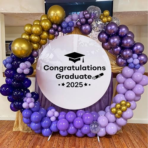 Image of Purple and Gold Balloons, 60 Packs 12 Inch Dark Purple and Gold Confetti Metallic Party Balloons with Ribbons for Girls Women Birthday, Wedding, Graduation Decoration