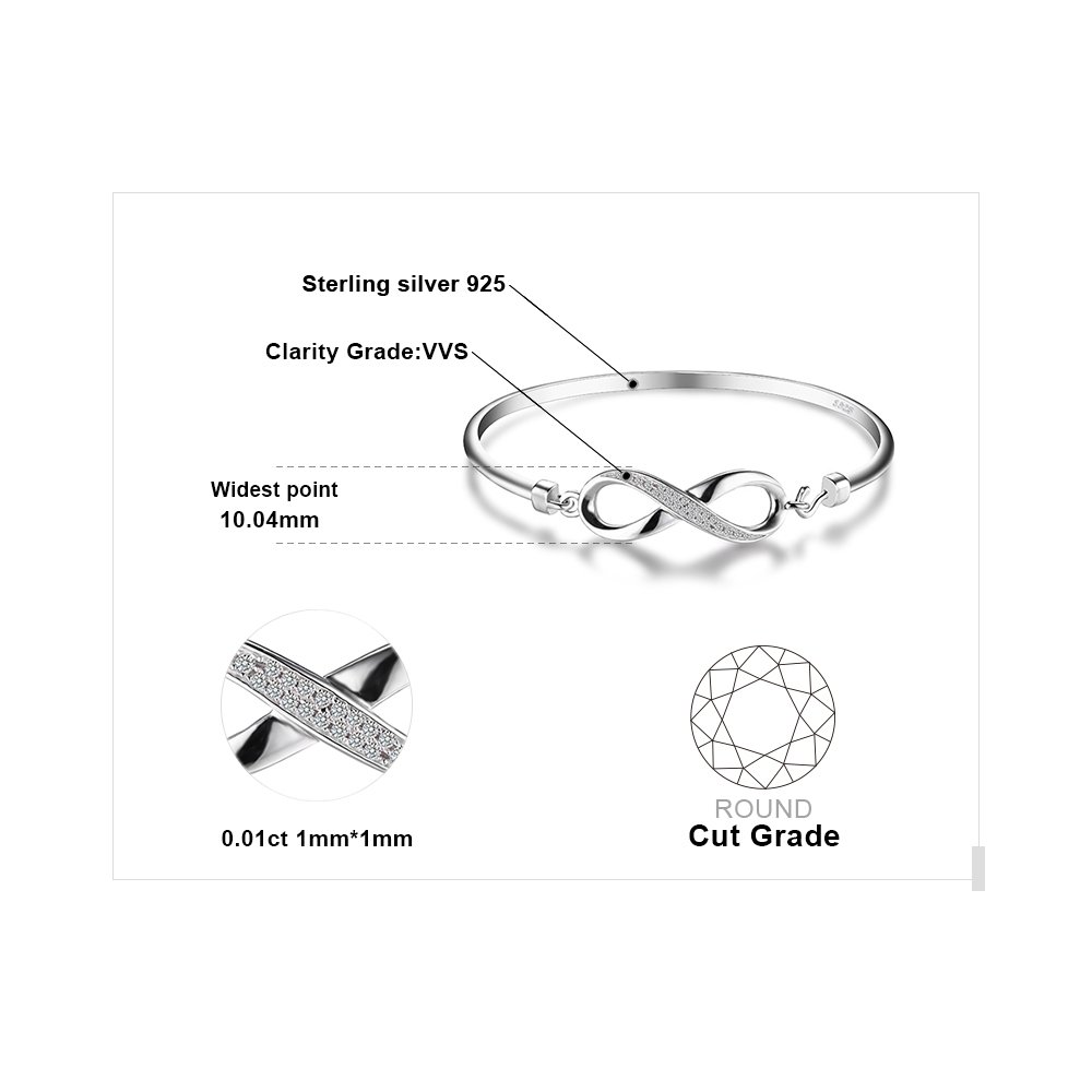 JewelryPalace Bransoletka Infinity Ladies Silver 925, zestaw biżuterii Bangle Infinity dla kobiet, bransoletki Infinity Sign Girls Mom Bangles z cyrkoniami dla dziewczyny
