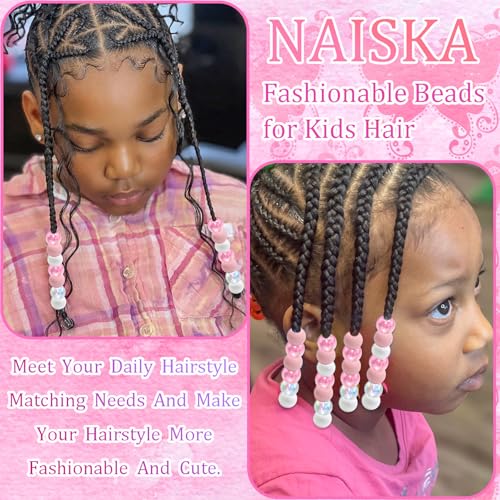 NAISKA 60 cuentas rosa claro para cabello miniatura 6