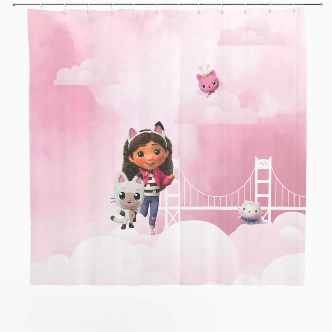 Franco Gabby's Dollhouse The Movie 13-Piece Shower Curtain Set, 72 x 72 Inch Fabric Curtain with Hooks, Bathroom Decor, Machine Washable, (100% Officially Licensed Product) Collectibles