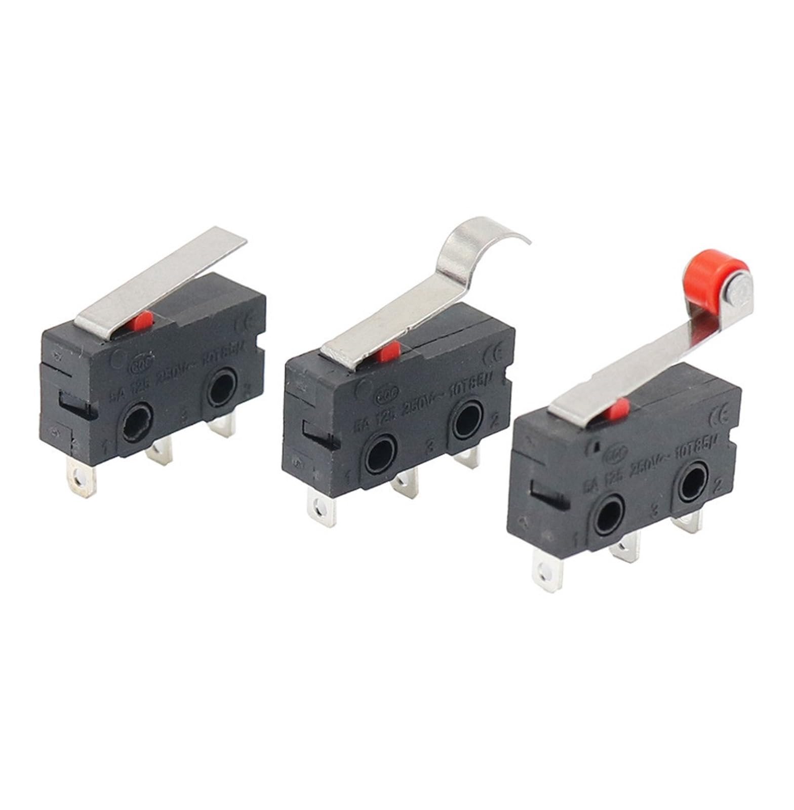 Microinterruptor KW11-3Z de 3 pines con palanca de rodillo para control de circuitos AC 250V 8