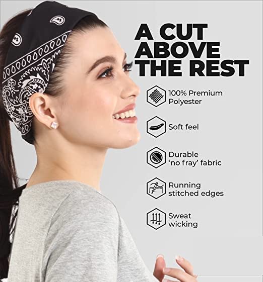Run India 100% Cotton Paisley Printed Cowboy Bandanas Head Wrap Scarf Headband Hairband Face Mask Unisex Handkerchiefs For Men Women 3