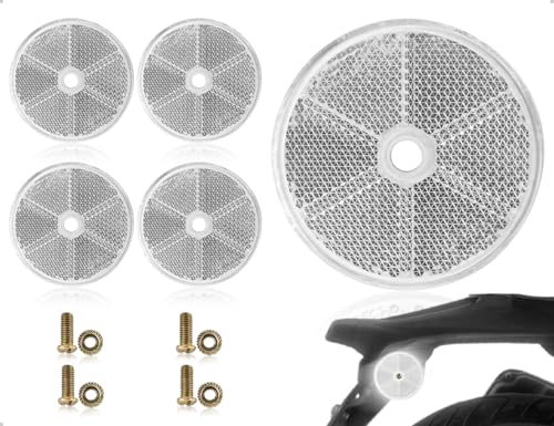 Emezddo Pack de 4 reflectores traseros tipo ojo de gato para remolques con tornillos y tuercas, ideales para camping, viajes, camiones, coches, caravanas y tractores (redondos, blancos)