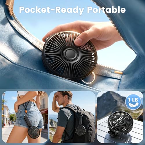 Image of Handheld Portable Fan, 10000mAh Rechargeable Travel Personal Fan | 6-inch Wide Airflow, Ultra Quiet Cooling, up to 40H Runtime, Foldable for Travel, Concerts, Makeup, Outdoor Use and Gifts
