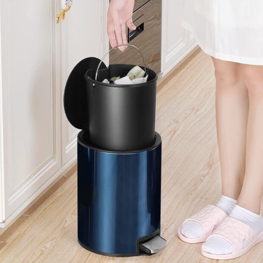 Cubo de basura Pedal-Mülleimer mit Deckel, 6 Liter, Edelstahl, leise und leicht zu reinigen, Tret-Abfalleimer für Zuhause, Büro, Küche, Toilette, Badezimmer, Be(Gold 6L)
