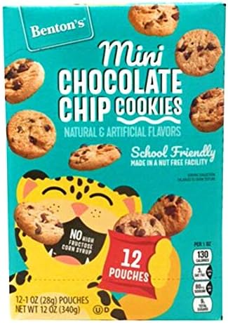 Paquete de 2 mini galletas con chispas de chocolate Benton's para la escuela, hecho en una instalación sin frutos secos