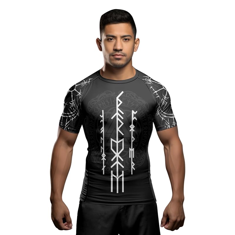 Viking Rash Guard for Men BJJ Short Sleeve Compression Shirt for MMA Gi No Gi Jiu-Jitsu2