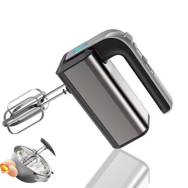 Elektrischer Handmixer, 800 W, Handmischer aus Edelstahl, Handmischer, 5 Geschwindigkeiten mit Ausgangsknopf, Handmischer mit 2 Knethaken und 2 Handrührern